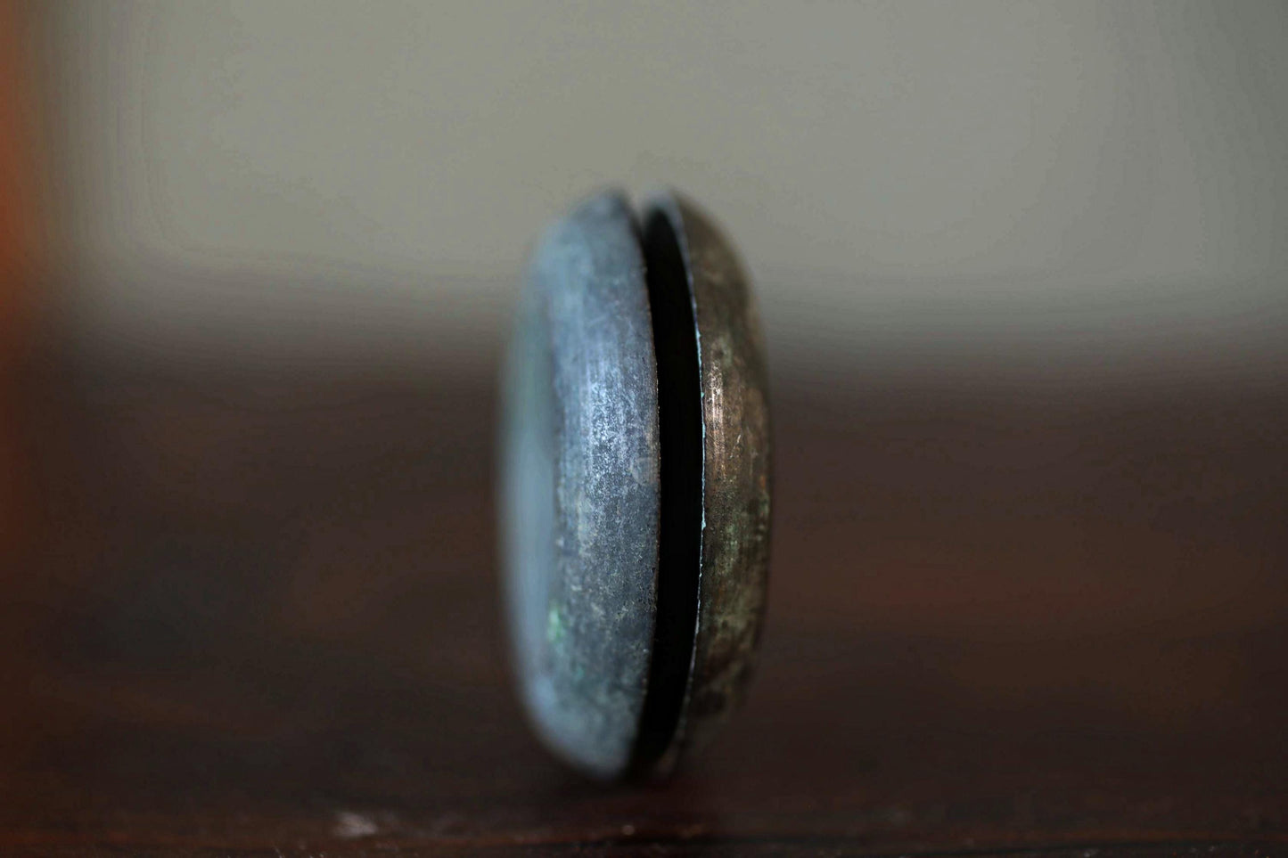 Japanese antique bronze Old small bell for horses ornament Suzu 1800s Metal craft Paper weight 2×0.7in/5.2×1.7cm