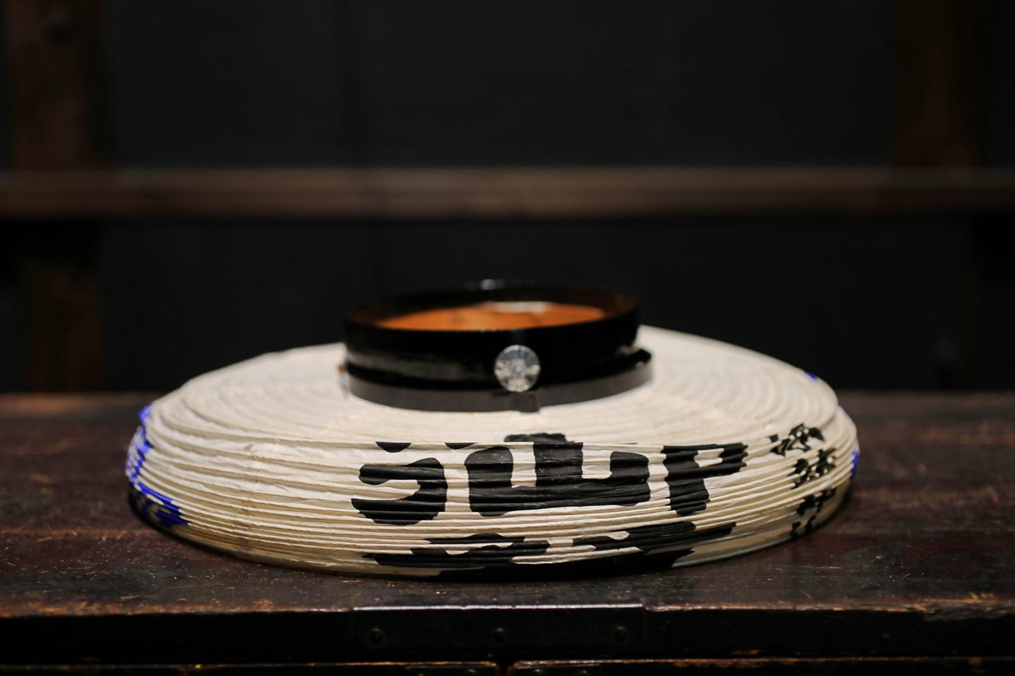 Japanese old hanging paper lantern Candle holder with the shrine name "chouchin"Kanji 御祭禮thanksgiving, prayer calligraphy W14.2in/W36cm