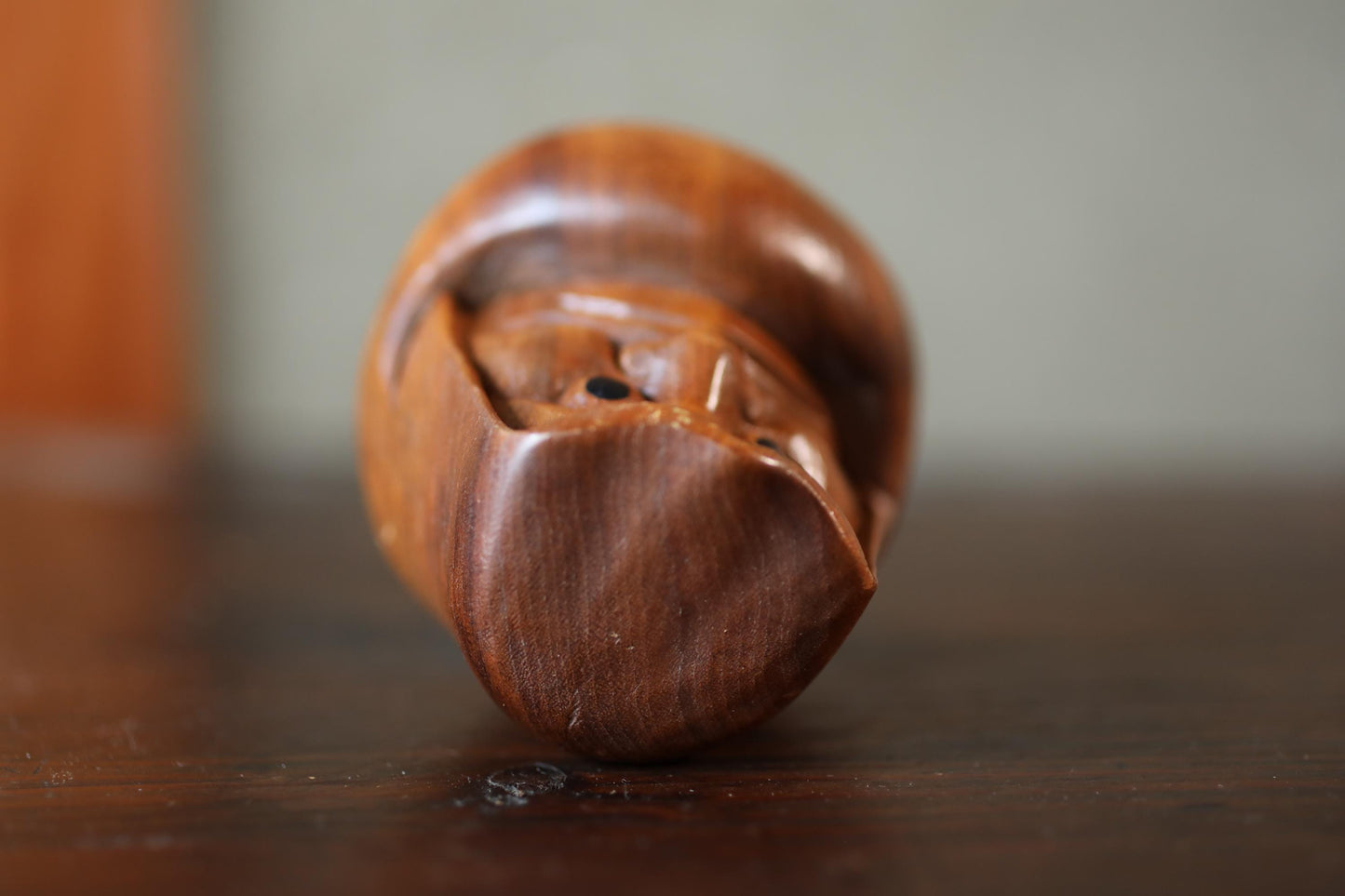 Japanese character DARUMA small doll hand carved made of wood, vintage Ornament Figurine of traditional H3.9in/H10cm