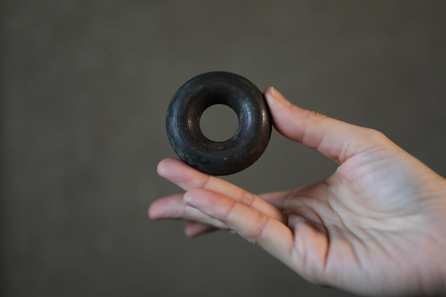 Japanese antique bronze Old small bell for horses ornament Suzu 1800s Metal craft Paper weight 2×0.7in/5.2×1.7cm