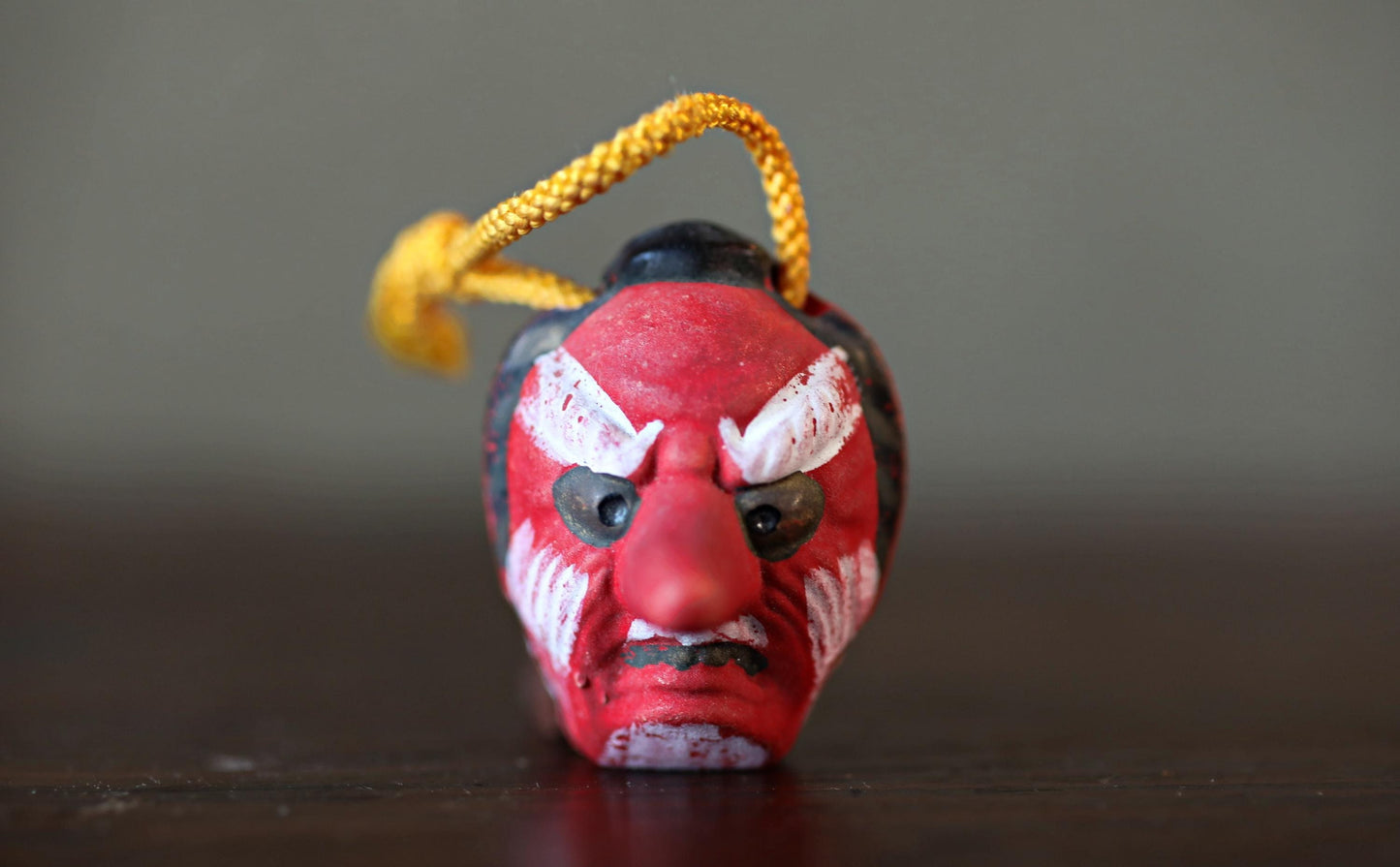 Japanese vintage small pottery bell TENGU doll ornament, Christmas Ornaments Japanese vintage small bell H1.8in/H4.5cm