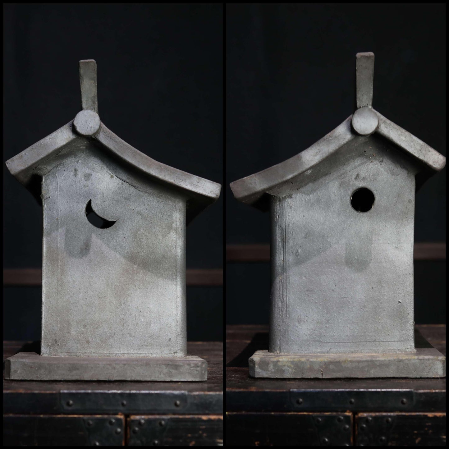 RARE! Japanese antique Zushi Cabinet with god EBISU DAIKOKU, kamidana Japanese Buddhist shinto shrine Kawara tile 1700s H12.2in/H31cm