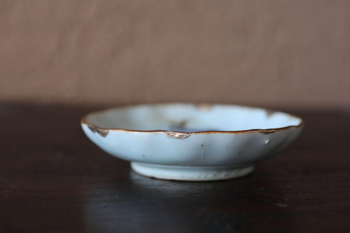 Japanese antique handcraft small plate, KINTUSGI porcelain ceramic dish Blue White SOMETSUKE 3.9in/10cm