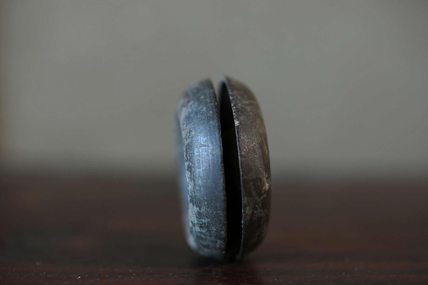 Japanese antique bronze Old small bell for horses ornament Suzu 1800s Metal craft Paper weight 2.2×0.9in/5.5×2.3cm