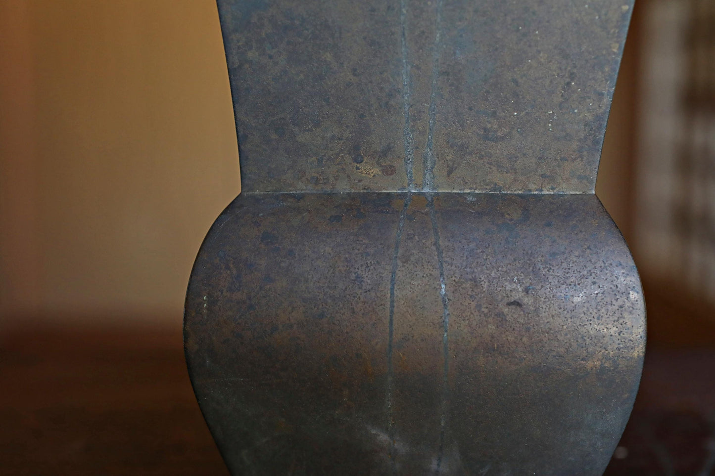 Japanese vintage 1950s bronze vase Contemporary design, metal hand craft vase, For IKEBANA, Tea ceremony H7.1×W5.3in/H18×13.5cm