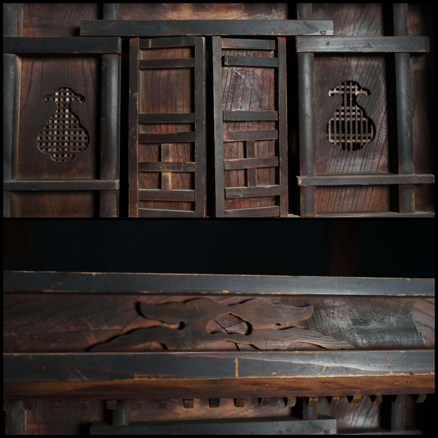 LARGE! Japanese antique 1800s Zushi Cabinet kamidana with gods dolls home shinto shrine ornament Edo craft W22.4in/W57cm