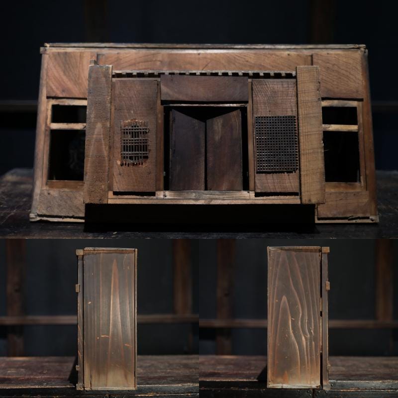 LARGE! Japanese antique 1800s Zushi Cabinet kamidana with gods dolls home shinto shrine ornament Edo craft W22.4in/W57cm