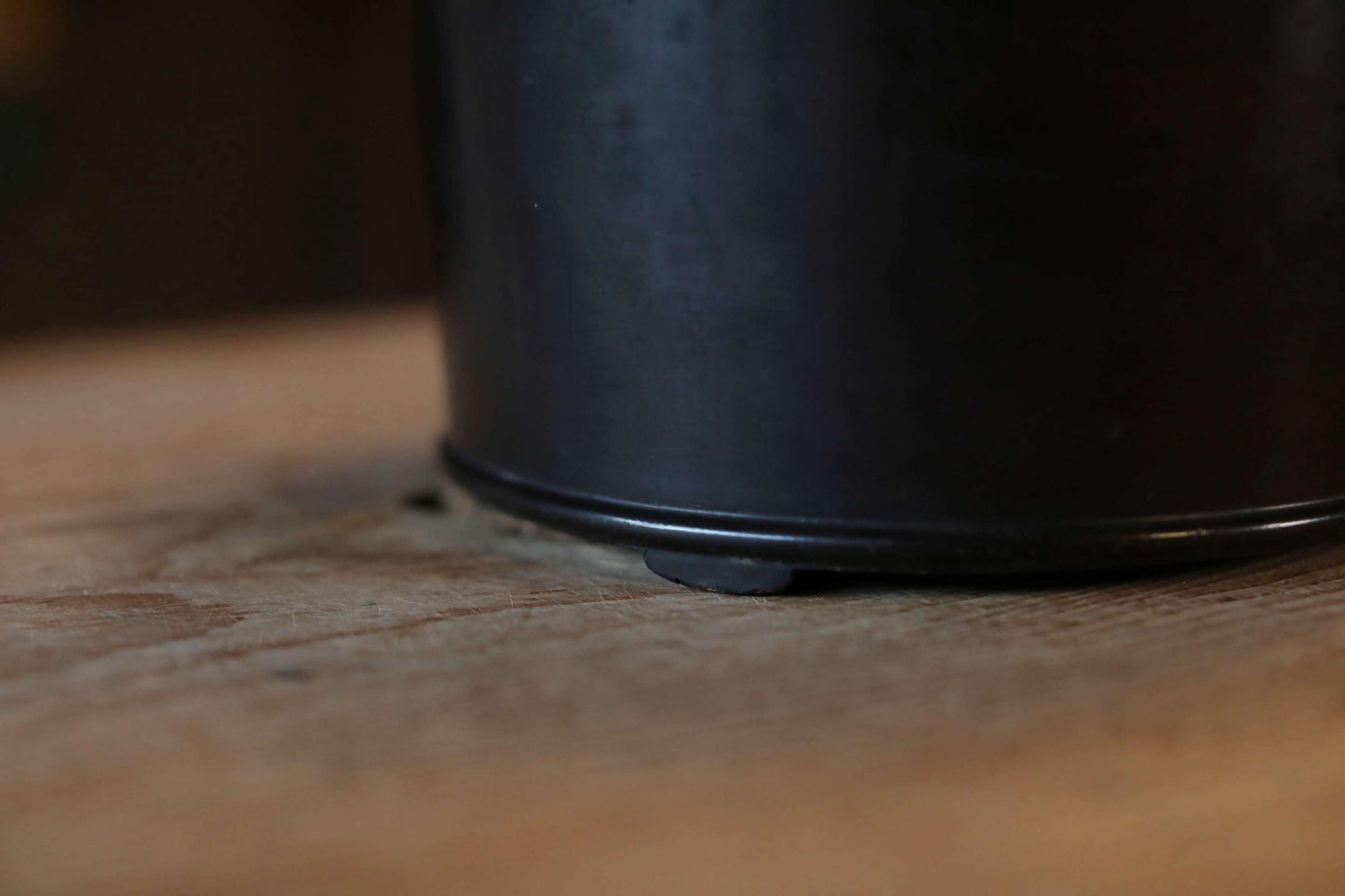 Japanese antique wood bucket with a handle and a double lid lacquered in black called OKE lunch box EDO craft H10×9.8in/H25.5×9.8cm
