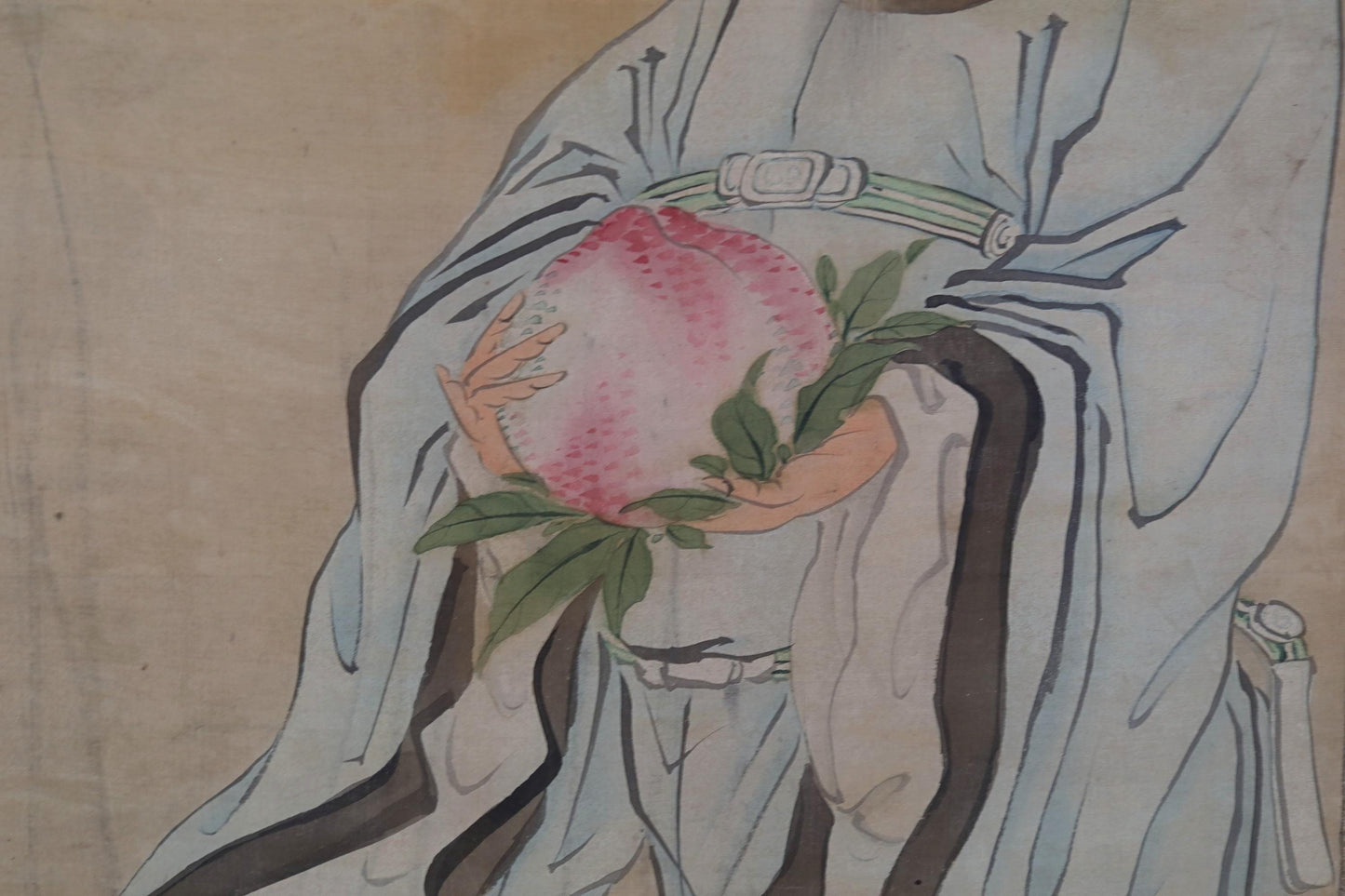 Japanese antique 1800s 文晁 ink painting scroll hermit Zen painting, ink and wash old hanging scroll Kakejiku Kanji signature H66.9in/H170cm