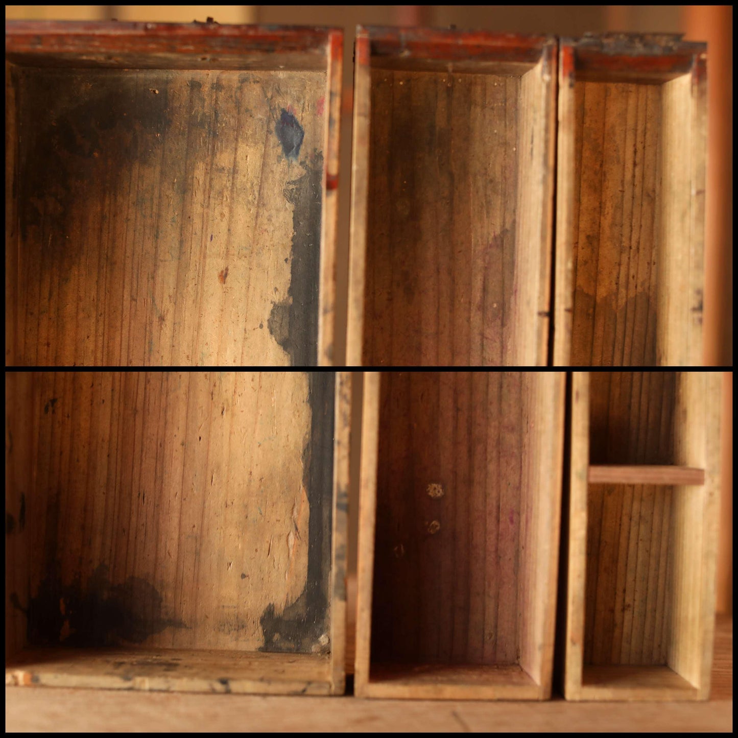 Japanese furniture Antique Box Chest of Drawers Tansu, INKSTONE case "SUZURIBAKO" metal clasp cedar Storage 1800s W8.5×D13.3in/W21.5×33.7cm