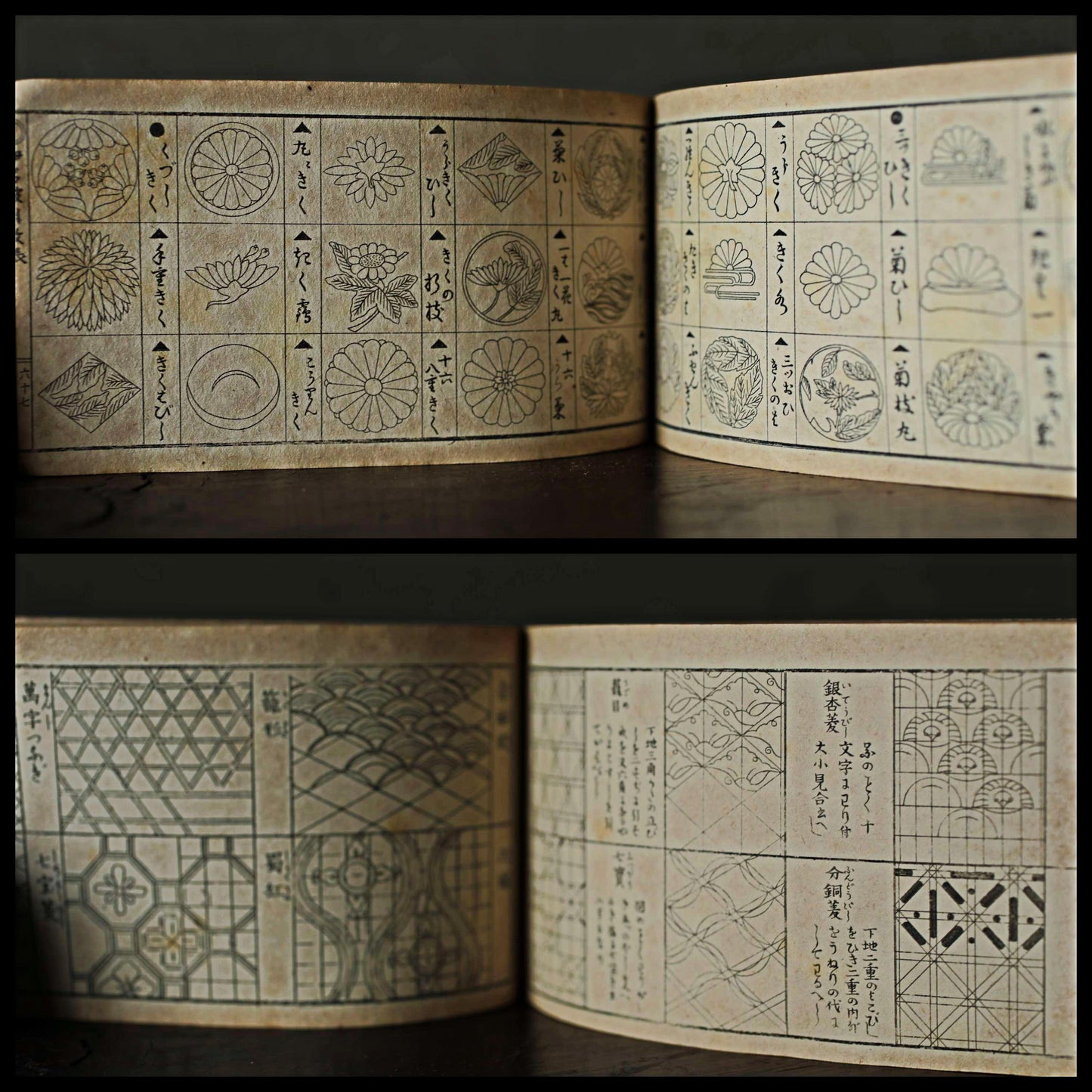 RARE! Japanese antique 1907s Art book traditional Kimono design More than hundreds of types of Family Crest Design wood block print