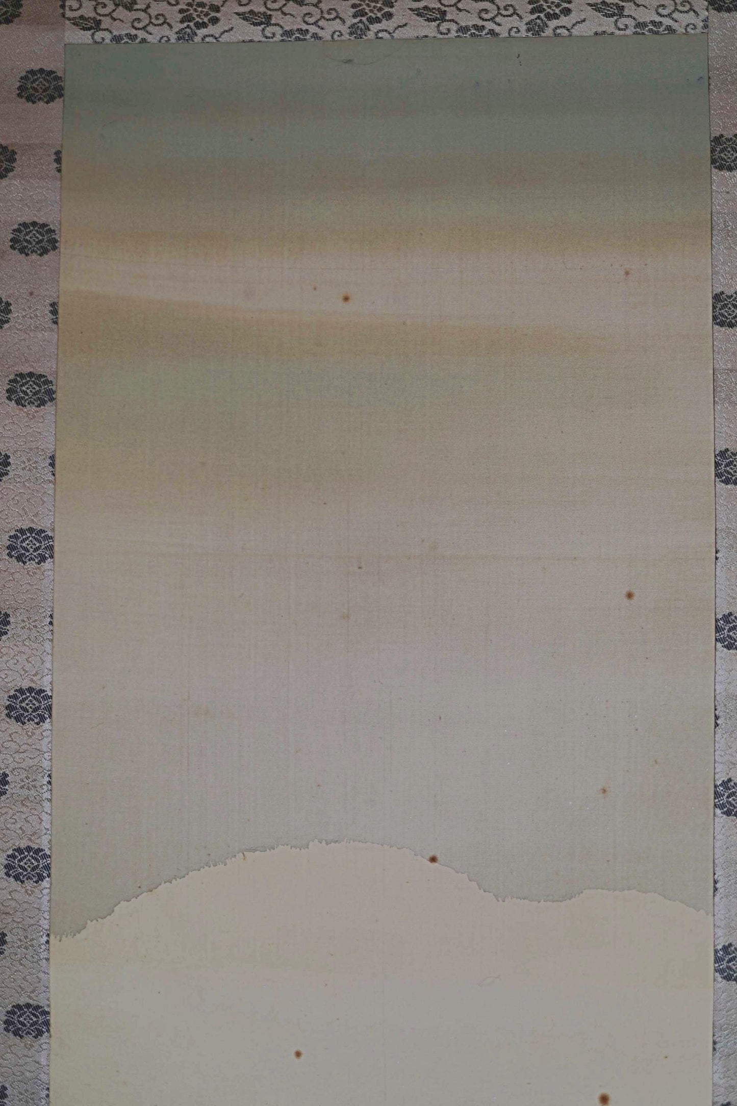 Japanese antique hanging scroll of water color painting, Kyoto Kamogawa in snow, with signature, early 1900s H78.3×14.6in / H199x37cm