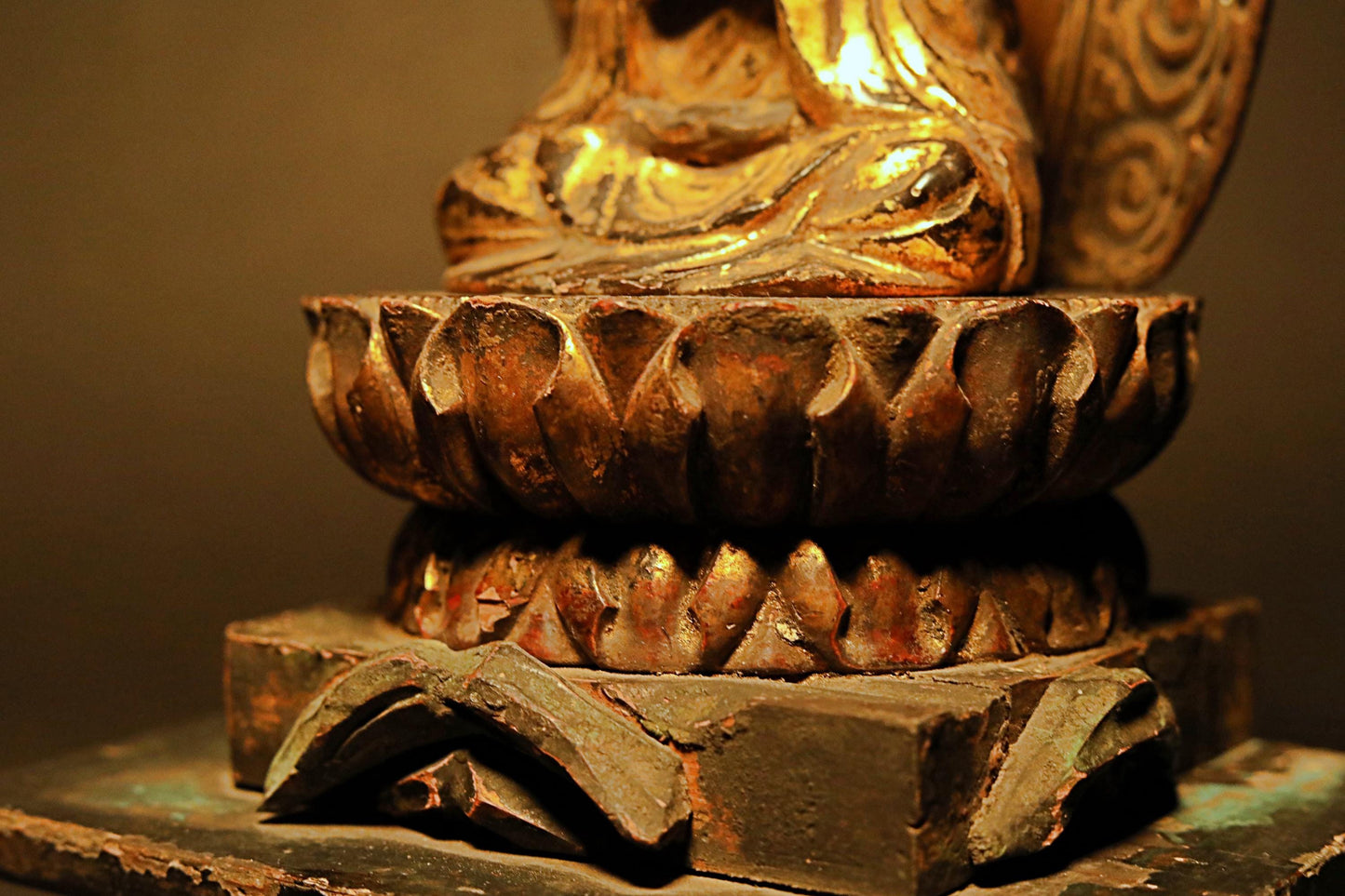 FINE! Japanese Antique sculpture From Buddhist temple statue of 観音kannon shrine 1800 Edo era wood hand craft Buddhist alter H18.7×11.8in