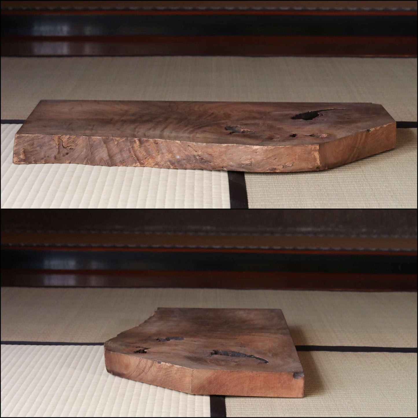 BIG! Natural wood large board pedestal Display Stand ,BONSAI stand, IKEBANA, Tea ceremony 26.8in×15.4in / 68x39cm, Japanese antique