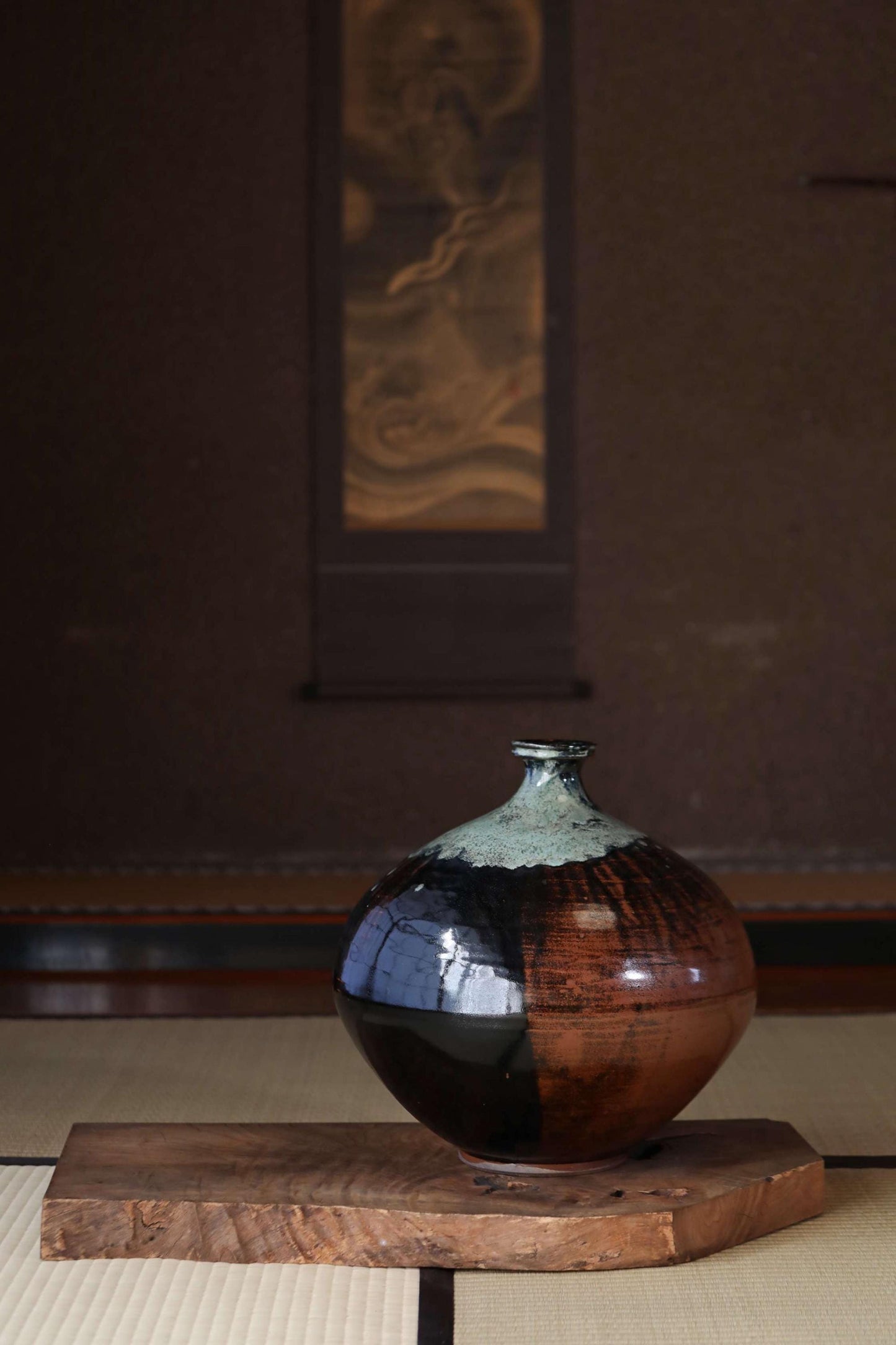 BIG! Natural wood large board pedestal Display Stand ,BONSAI stand, IKEBANA, Tea ceremony 26.8in×15.4in / 68x39cm, Japanese antique
