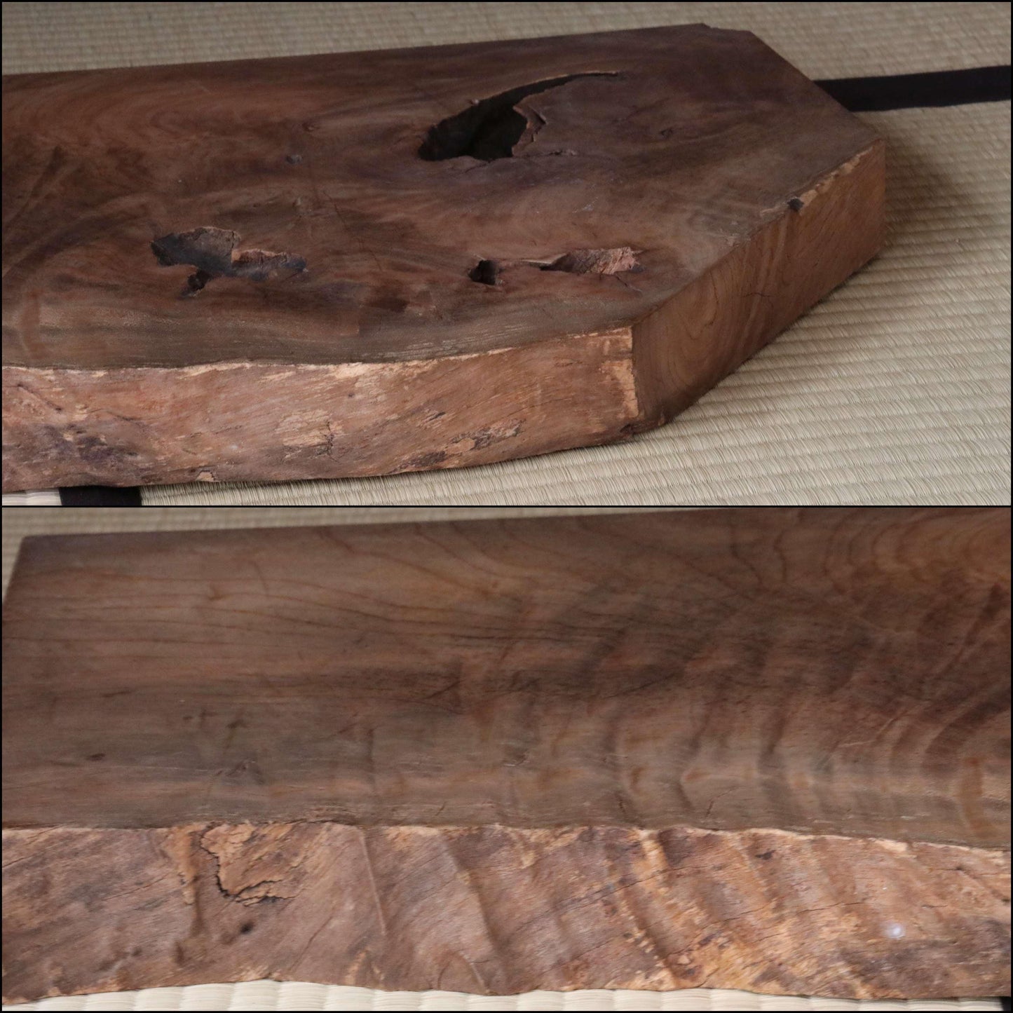BIG! Natural wood large board pedestal Display Stand ,BONSAI stand, IKEBANA, Tea ceremony 26.8in×15.4in / 68x39cm, Japanese antique