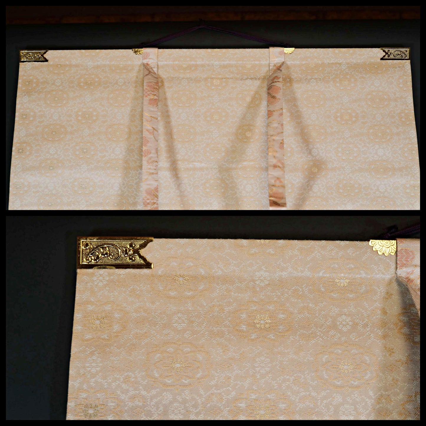 Japanese vintage painting scroll Buddha Kannon Bodhisattva with Dragon ,Beautiful ink silk hanging scroll Kakejiku 1980s H77.6in/H197cm