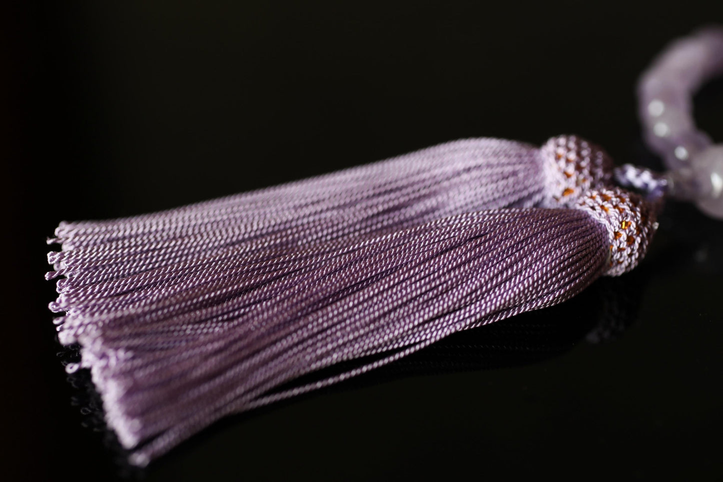 FINE! Japanese buddhist Prayer Rosary made of Amethyst beads and silk, JUZU Power stone Meditation Zen with Silk Pouch wooden box for GIT