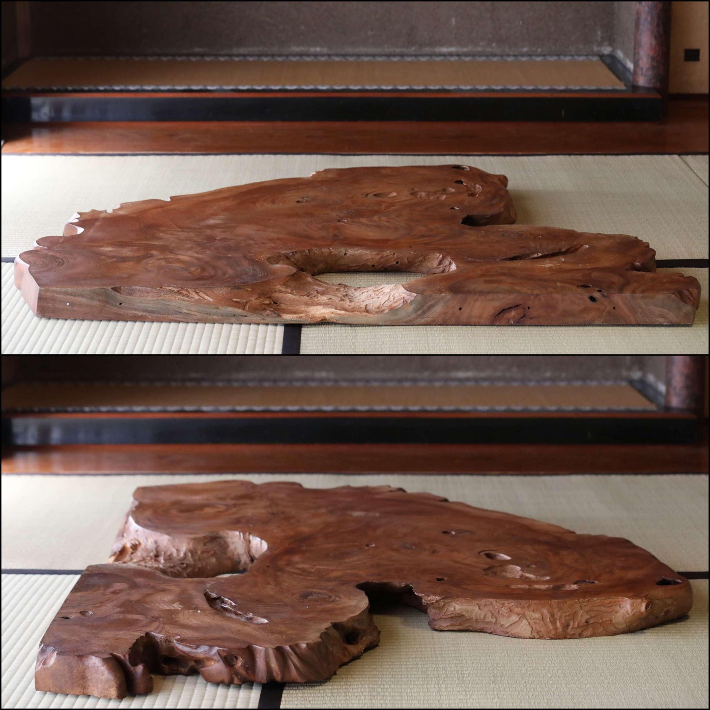 BIG! Japanese old wood "Keyaki" zelkova tree, large tree stump, Japanese furniture, beautiful grain art, wood slab Burl, H36.6×W47.2in