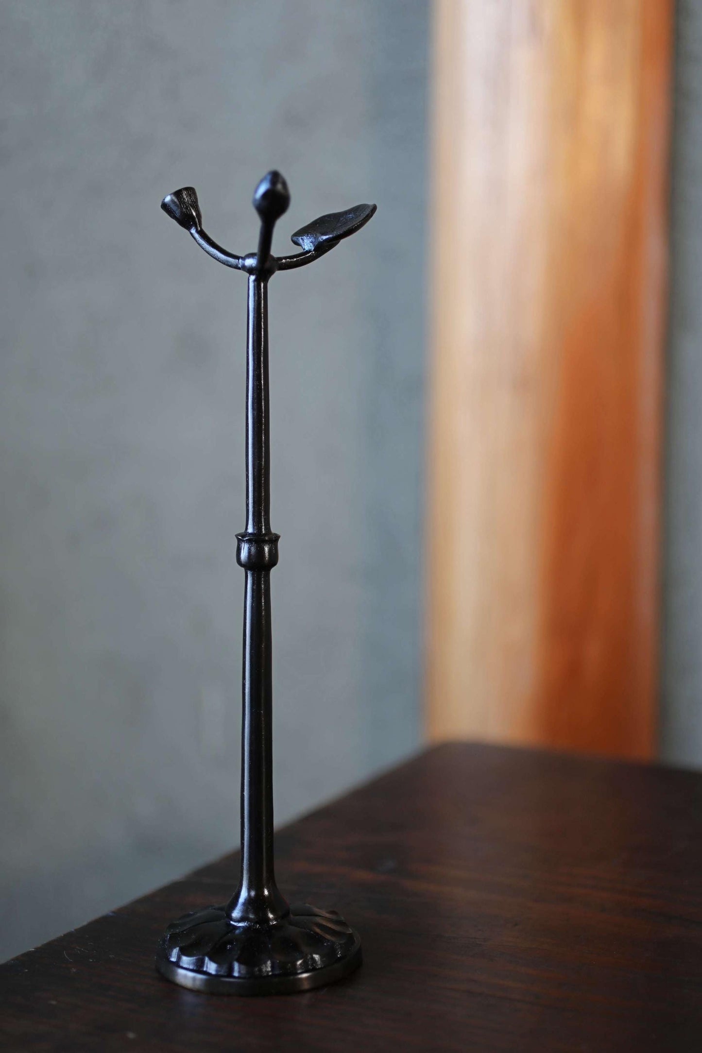 Japanese buddhist Prayer Rosary stand made of metal Lotus flower design, JUZU stand/ Power stone Necklace hanger H10.7in/H27.2cm
