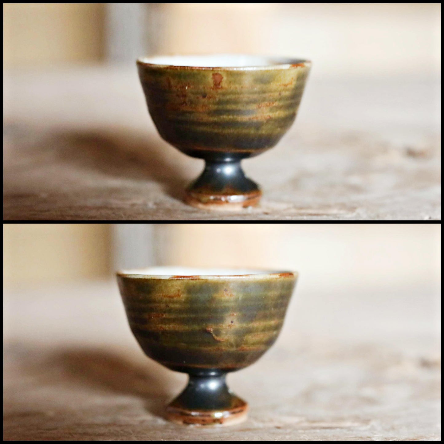 A pair of Kintsugi Tokkuri bottles and cups, Japanese antique porcelain sake bottle and cups with old words in Kanji H3.9in/10cm