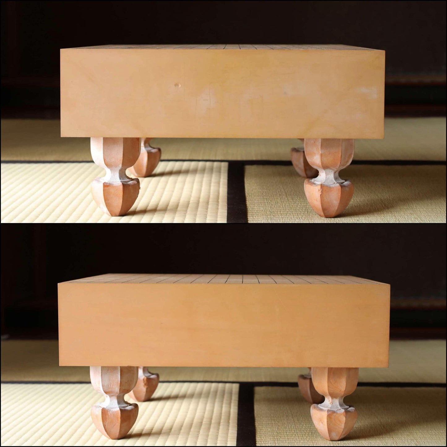 FINE! Go playing table curved out of a single wood, IGO stone set board game ,Japanese furniture, unused H9.1×17.8in/H23×45.2cm