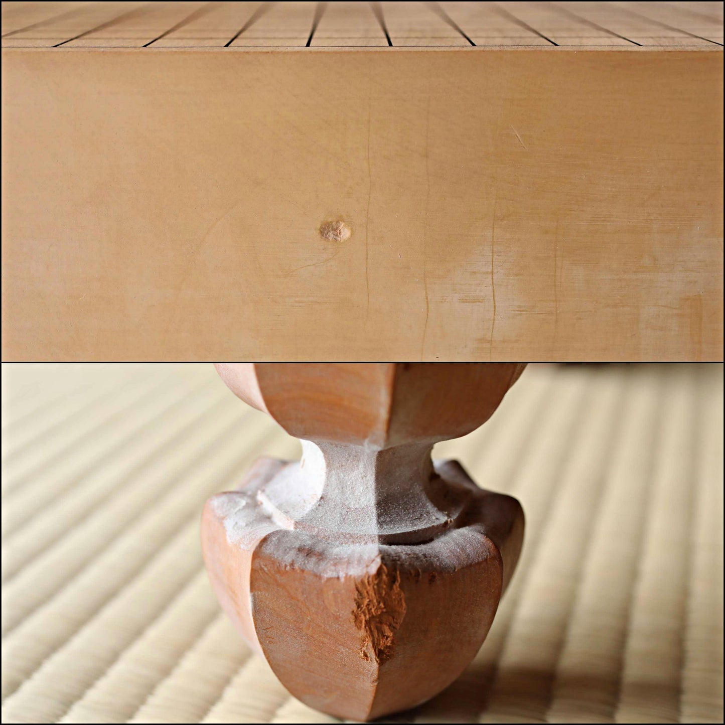 FINE! Go playing table curved out of a single wood, IGO stone set board game ,Japanese furniture, unused H9.1×17.8in/H23×45.2cm