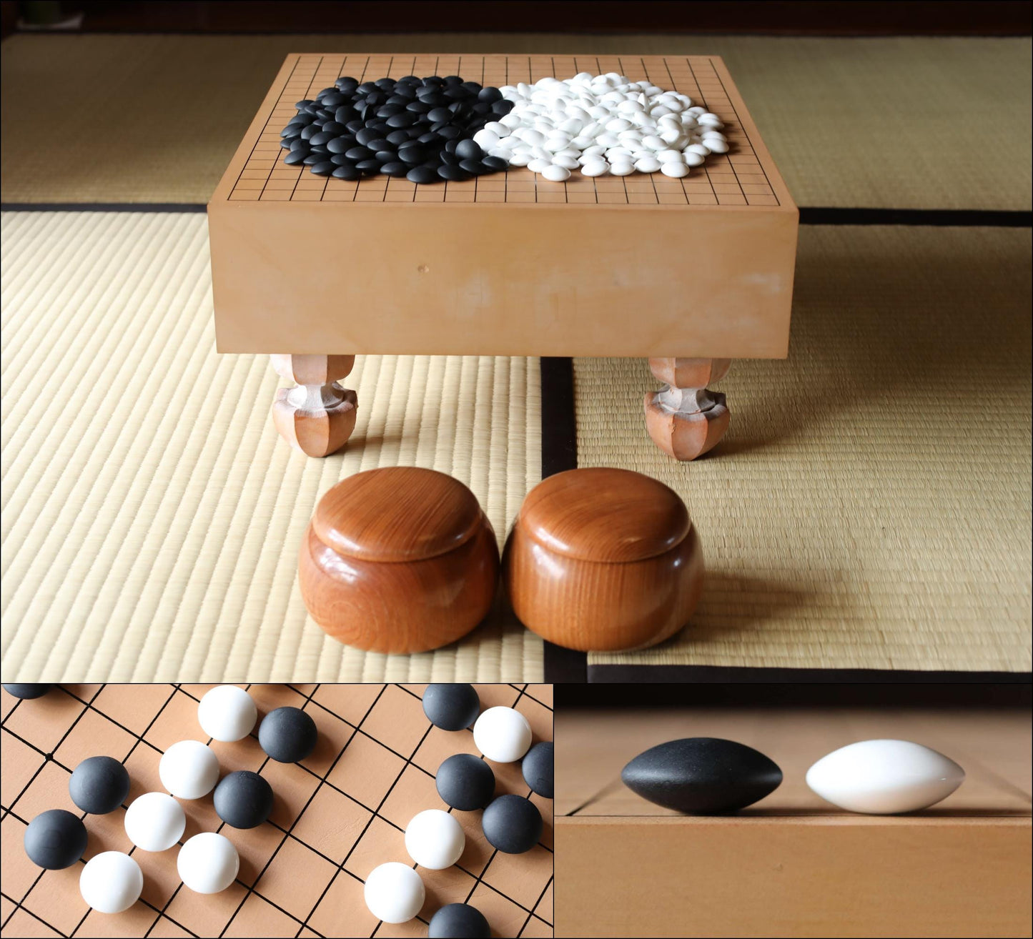 FINE! Go playing table curved out of a single wood, IGO stone set board game ,Japanese furniture, unused H9.1×17.8in/H23×45.2cm