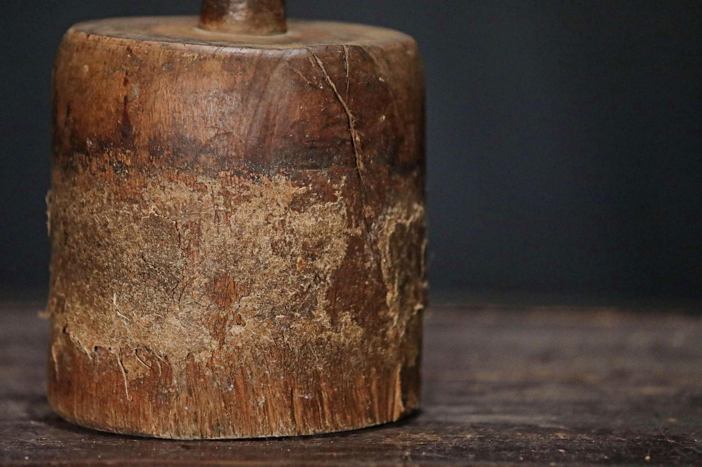 Japanese vintage wooden straw hammer name "KINUTA", MINGEI, Farmer's tool hand craft /wooden pedestal hat rack H9.3×5.1in/H23.5×13cm
