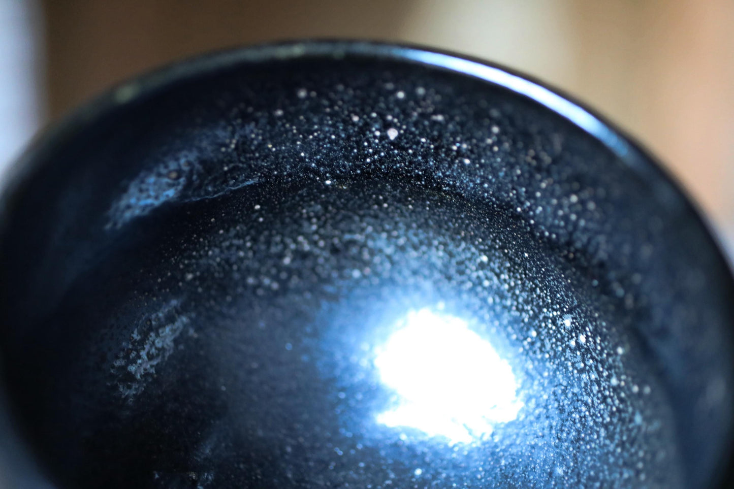FINE! green tea bowl Japanese Antique 1920s Black 楽RAKU CHAWAN signature handmade Matcha Tea Cup Tea Ceremony kiln with box W4.5in/W11.5cm