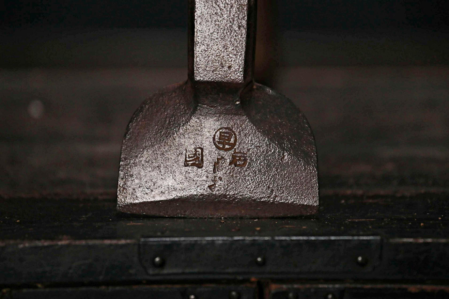 Japanese vintage caster's knife 釿 CHONA adze carpenter tool with sign, Carpenter's Axe, MINGEI hand made wood tool 1930s H24.8in/H63cm