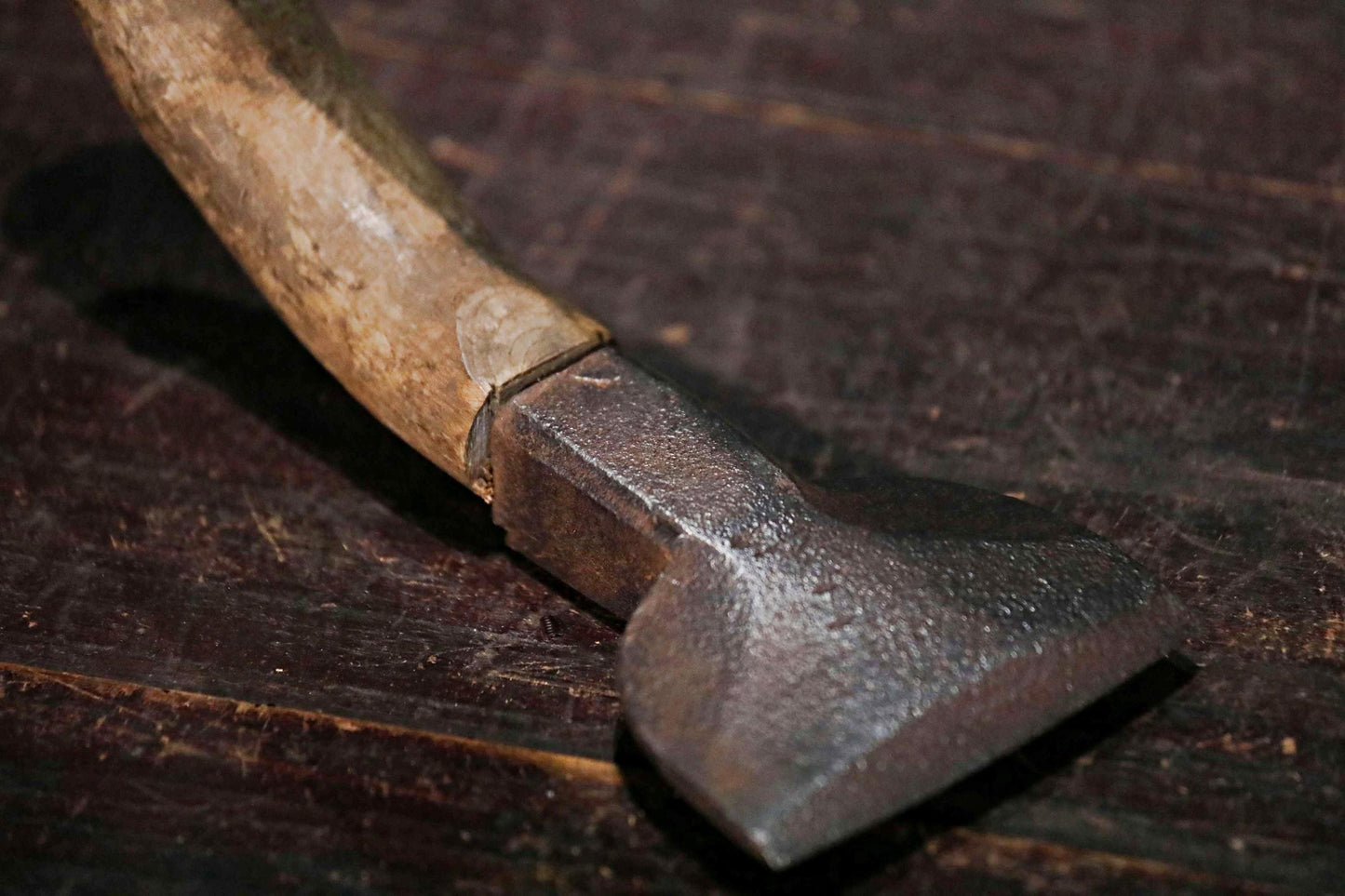 Japanese vintage caster's knife 釿 CHONA adze carpenter tool with sign, Carpenter's Axe, MINGEI hand made wood tool 1930s H24.8in/H63cm