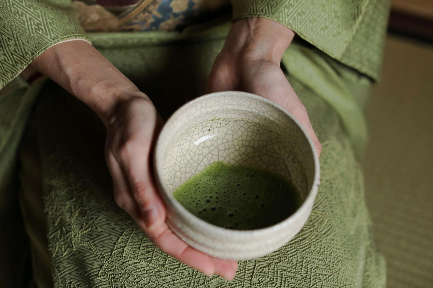 Green tea bowl Japanese vintage CHAWAN "SHINO" ware like children's drawings design handmade Matcha Cup Tea Ceremony with box 4.7in/12cm