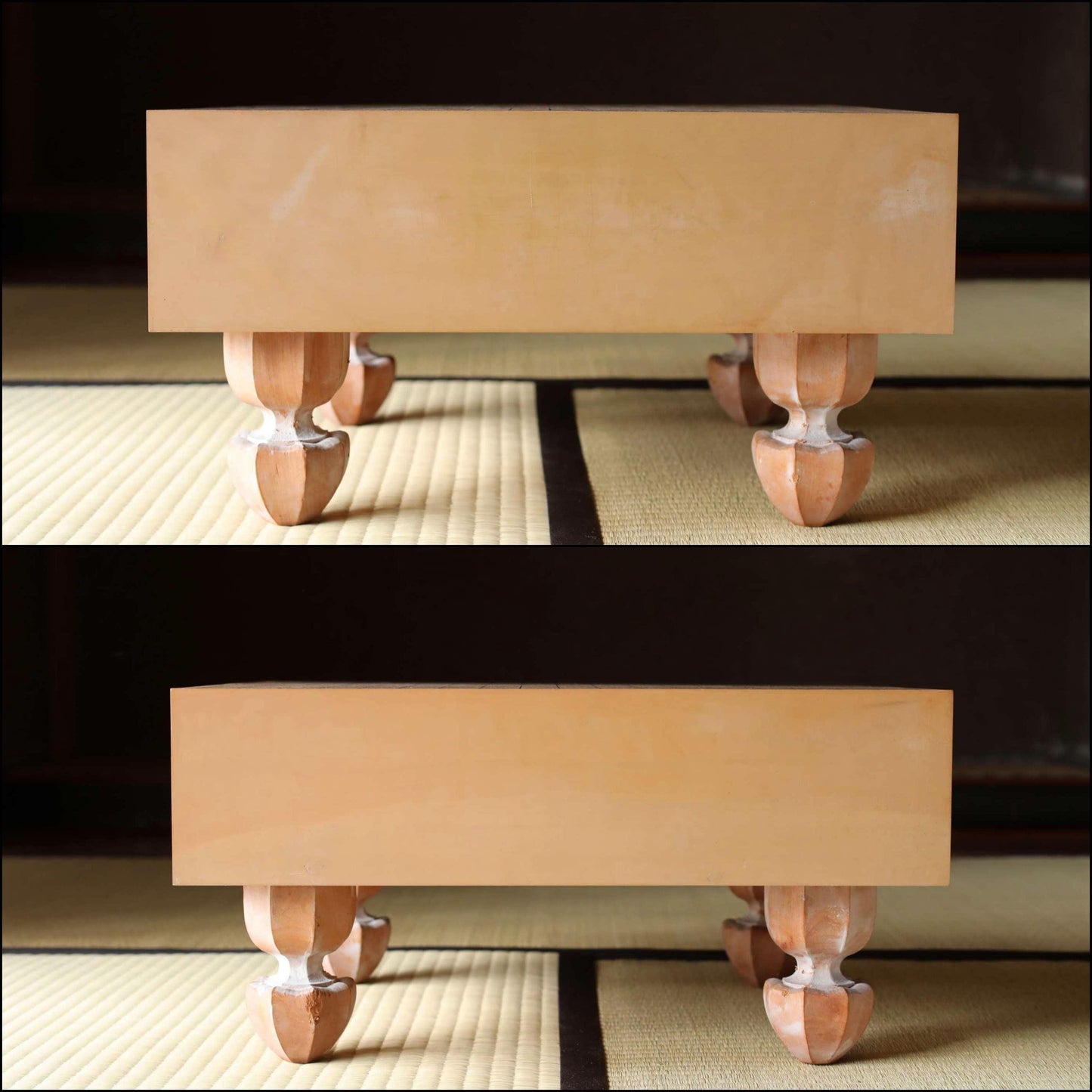 FINE! Go playing table curved out of a single wood, IGO stone set board game ,Japanese furniture, unused H9.1×17.8in/H23×45.2cm
