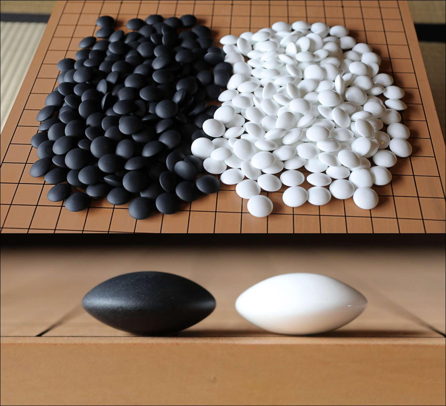 FINE! Go playing table curved out of a single wood, IGO stone set board game ,Japanese furniture, unused H9.1×17.8in/H23×45.2cm