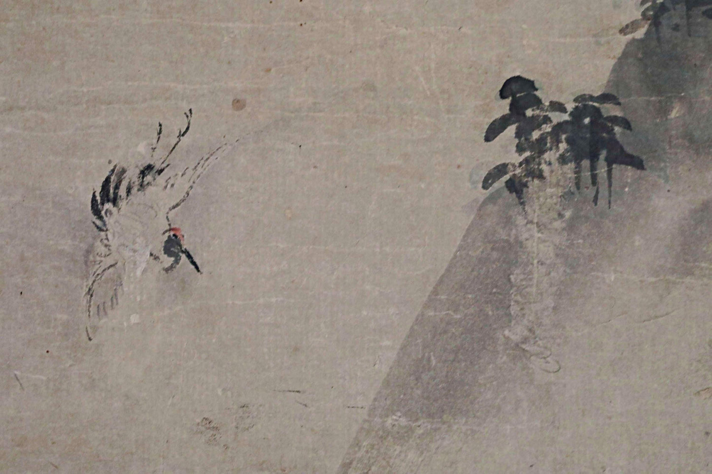 FINE! Japanese antique 1800s Edo Cranes Turtles art ink brush painting hanging scroll 土佐 Tosa school KAKEJIKU with BOX H57.5in/146cm