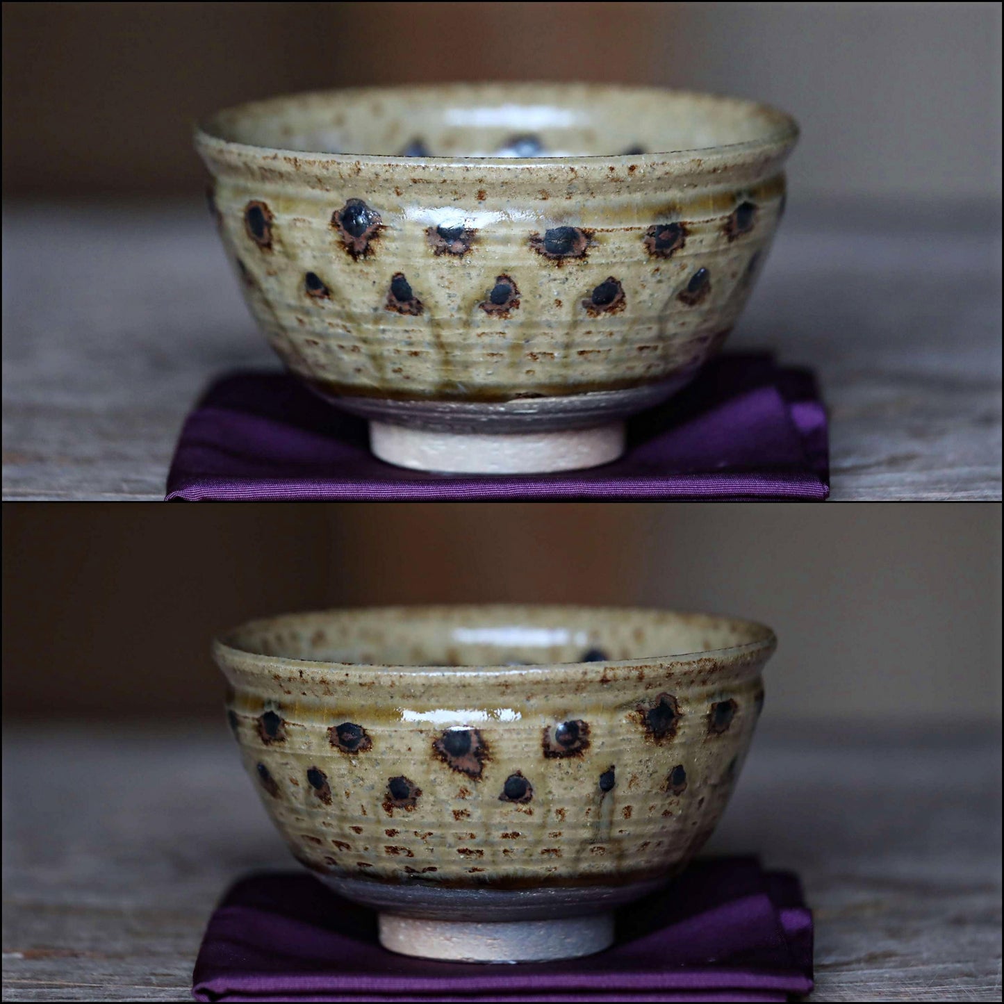 Green tea bowl Japanese vintage CHAWAN KI SETO kiln ware handmade Matcha Cup Tea Ceremony pottery with box signature H2.2×6.3in/5.5×16cm