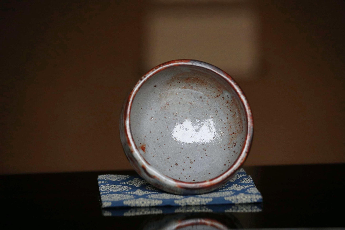 Green tea bowl Japanese vintage CHAWAN "SHINO" ware handmade Matcha Tea Cup Tea Ceremony ceramic with box, for GIFT 4.7in/12cm