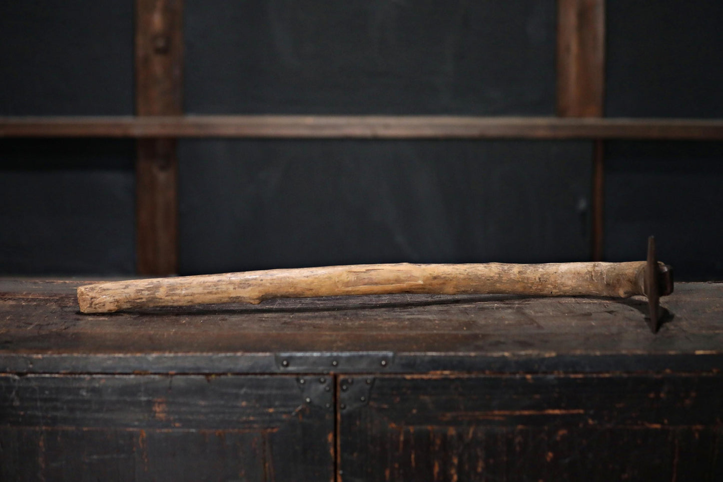 Japanese vintage caster's knife 釿 CHONA adze carpenter tool with sign, Carpenter's Axe, MINGEI hand made wood tool 1930s H24.8in/H63cm