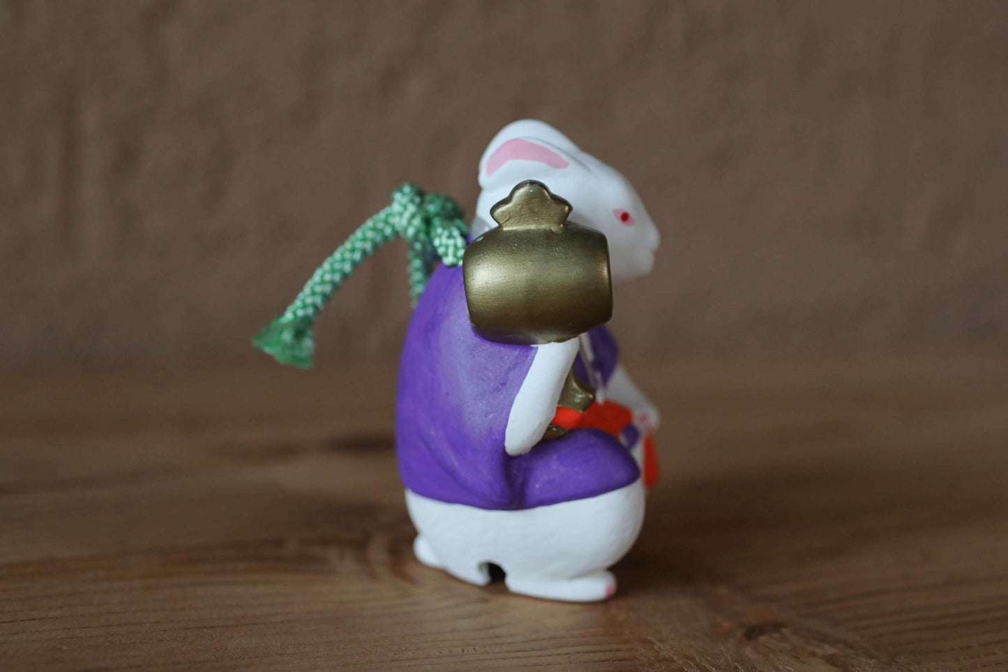 Japanese pottery bell Mouse with a hammer animal doll with Kanji 誉田宮 sacred horse Paper weight, Ornaments Japanese vintage H3.1in/8cm