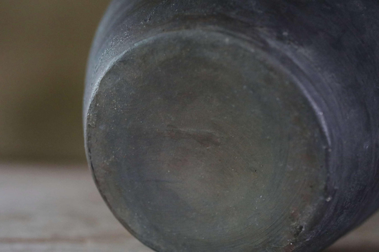 FINE! 1800s Japanese antique BIZEN vase old hand made ceramic jar flower vase with doll for tea ceremony Ikebana H5.3×5.3in/H13.5×13.5cm