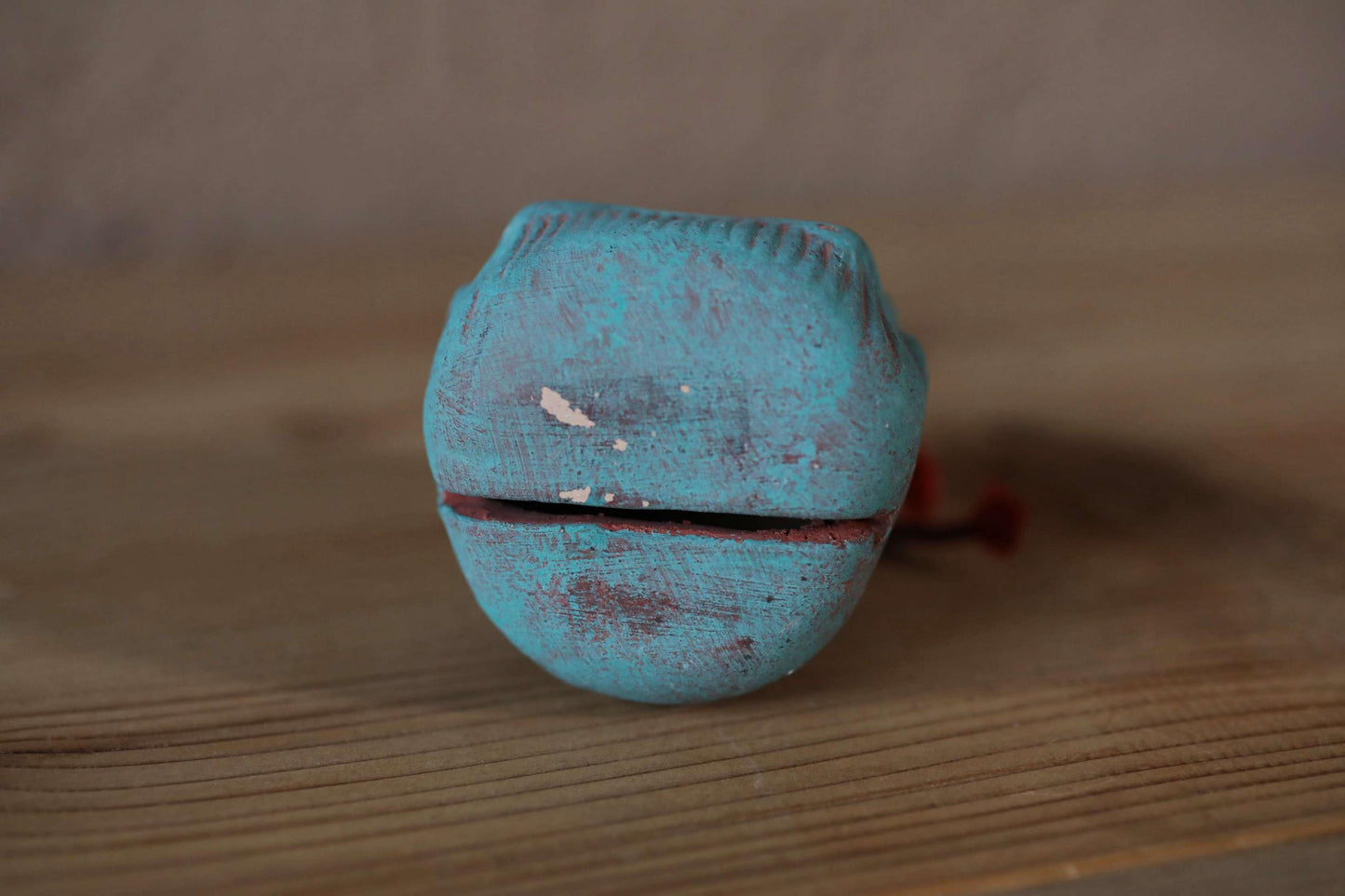 Japanese small pottery bell blue ONI demon doll talisman ornament Paper weight, Christmas Ornament Japanese vintage small bell H3.1in/2.4cm