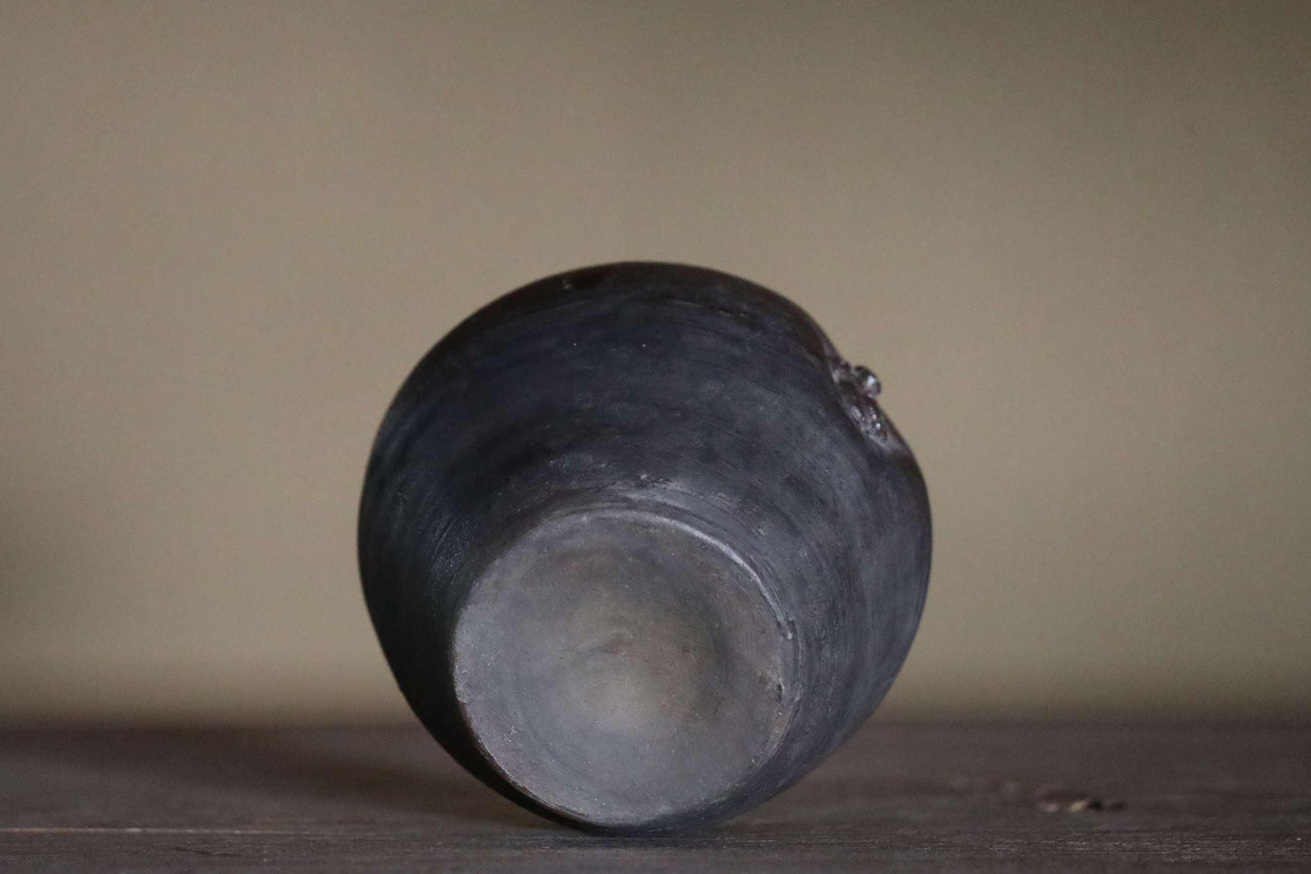 FINE! 1800s Japanese antique BIZEN vase old hand made ceramic jar flower vase with doll for tea ceremony Ikebana H5.3×5.3in/H13.5×13.5cm