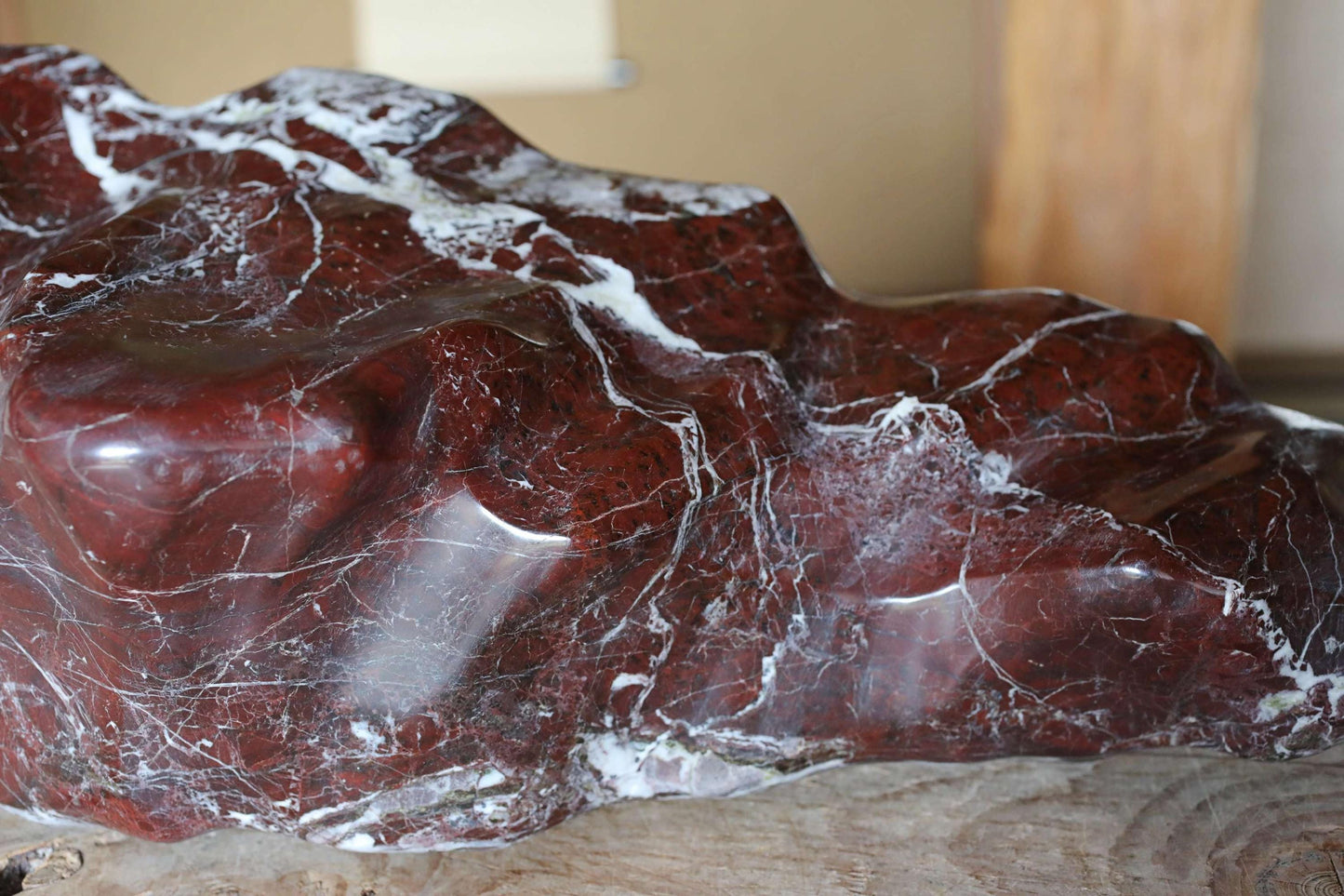 BIG! Japanese old "SUISEKI", scholars stone, indoor viewing stone, mountain shaped, with a hand carved pedestal,H7.9×W25in