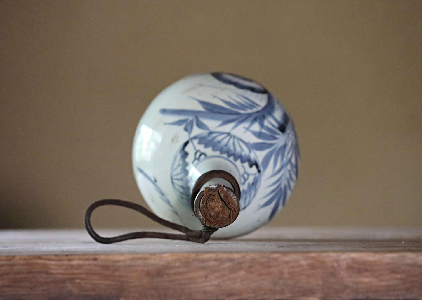 Japanese antique porcelain Sake bottle vase indigo blue&white hand painting flower SOMETSUKE KOIMARI 1800s EDO craft H9.8×5.9in/H25×15cm