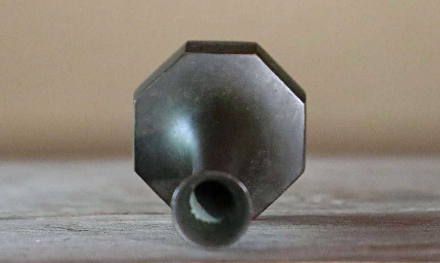 Japanese vintage bronze vase dark greenish bronze with signed for Tea ceremony, name 鶴首TSURUKUBI shape of the neck of a crane H9.6in/H24.5cm