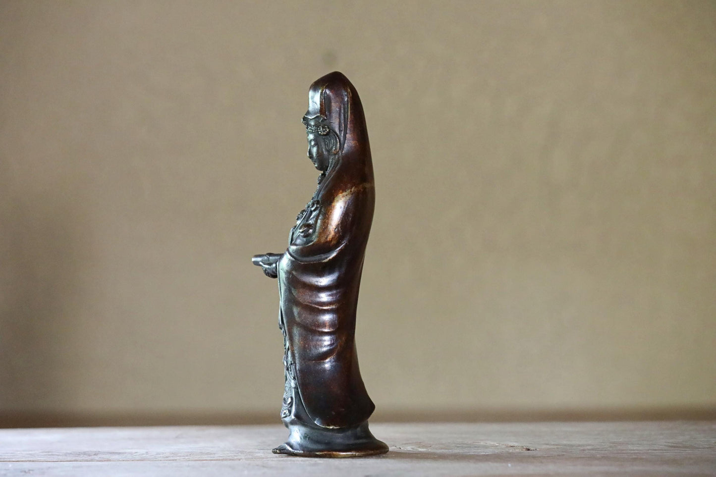FINE! Japanese vintage bronze metal buddha Kannon statue buddhist temple statue made of old Bronze H12.6in/H32cm