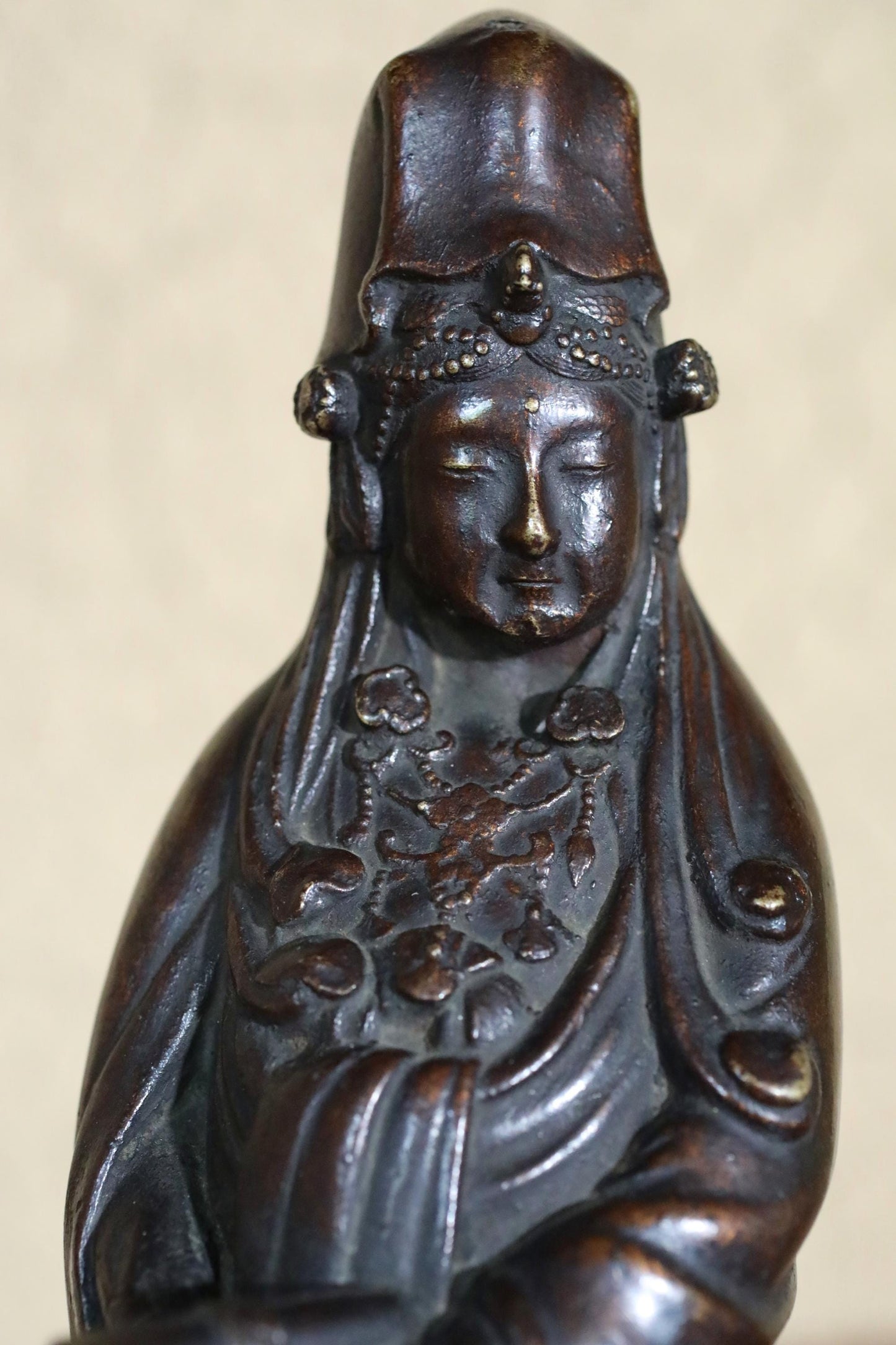 FINE! Japanese vintage bronze metal buddha Kannon statue buddhist temple statue made of old Bronze H12.6in/H32cm