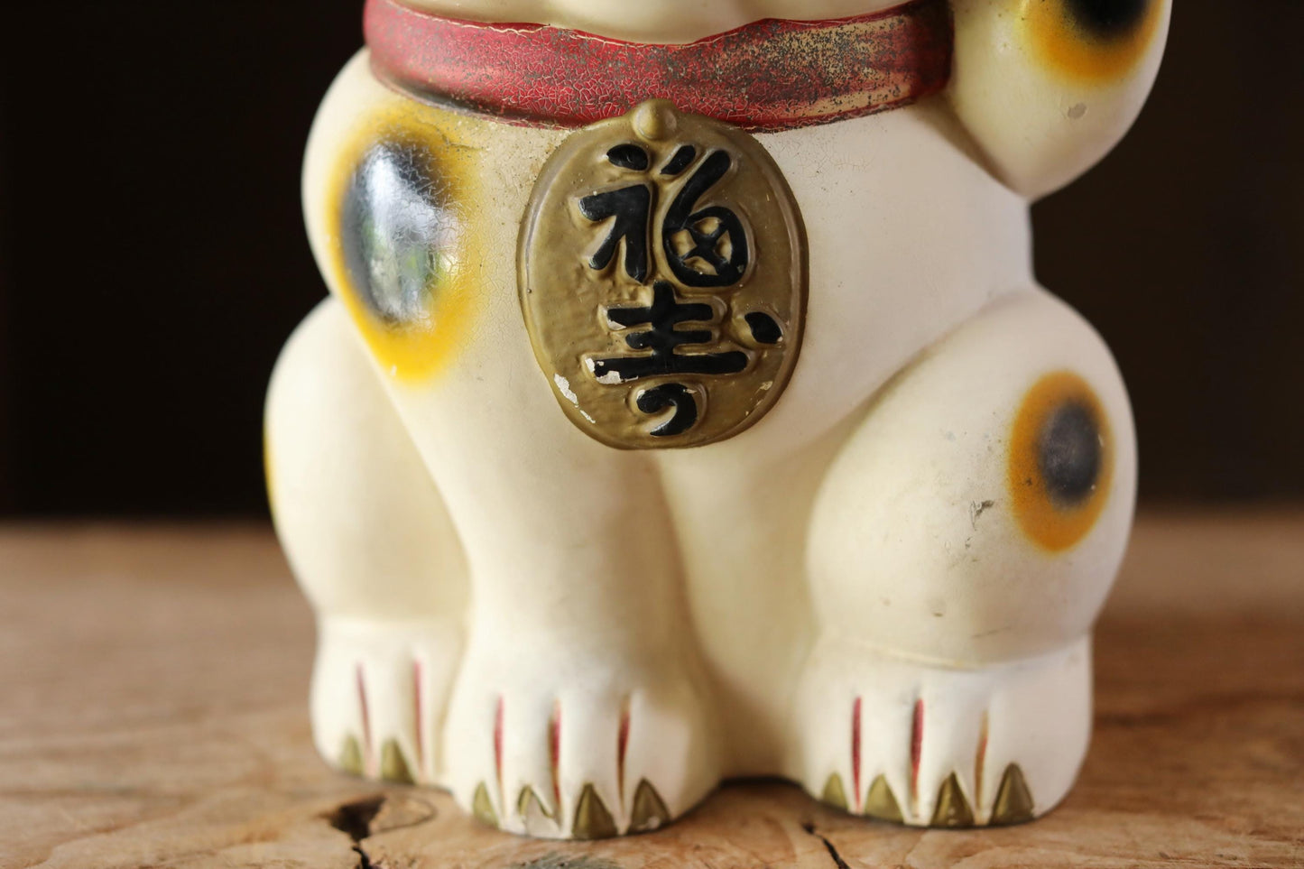 LARGE! Japanese vintage large Cat doll MANEKINAKO white cat old ceramic money box, Welcome cat, Fortune cat, Lucky cat 1960s H13.6in/H34.5cm