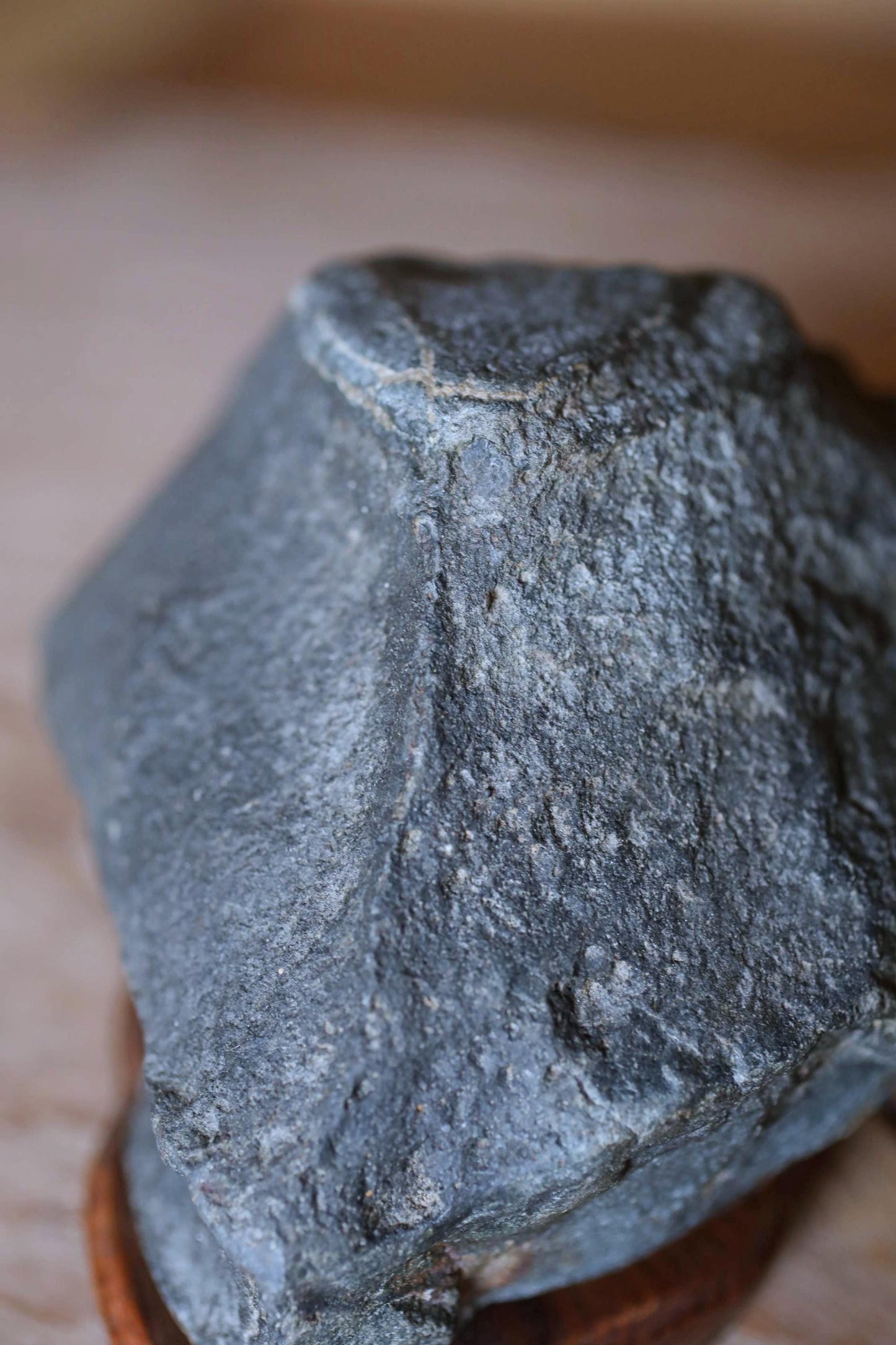 Japanese old "SUISEKI", scholars stone, indoor viewing stone, block shaped, with a hand carved pedestal Power stone H3.9xW6.3in/10x16cm
